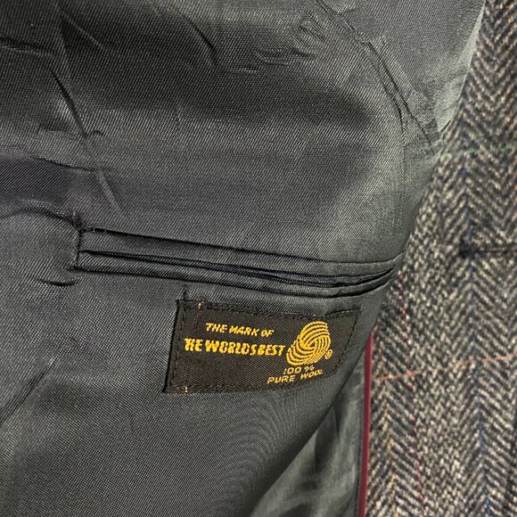 Vintage Evan Picone Herringbone Tweed Blazer Sport Coat Men's 42R Fits 40S Gray - Picture 8 of 16